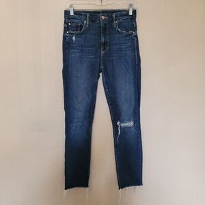Mother High Waisted Looker Ankle Fray Jeans Close To The Edge Size 25 Distressed